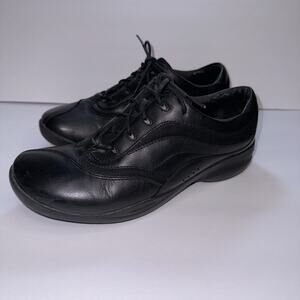 Clarks In Motion Rock Walking Black Leather Lace Up Shoes Comfort Size 9.5W